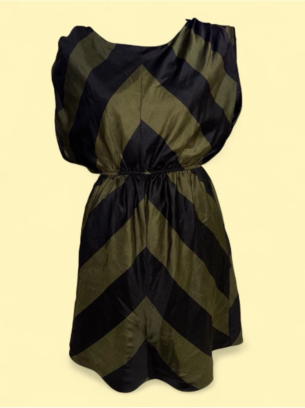 Olive & Black Chevron Sleeveless Dress